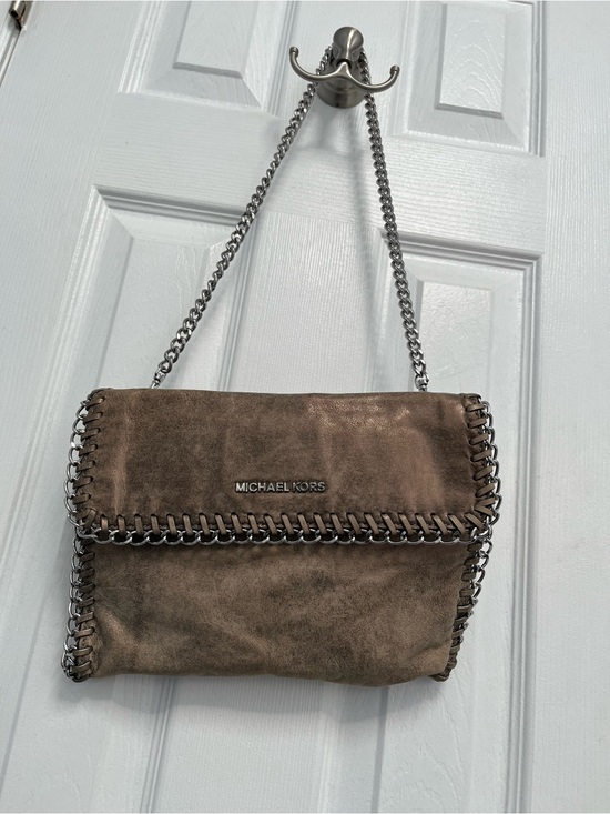 Michael Kors Handbags - Michael Kors Distressed Leather Chain Trim Shoulder Clutch HandBag